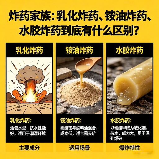 卢龙炸药家族：乳化炸药、铵油炸药、水胶炸药到底有什么区别？
